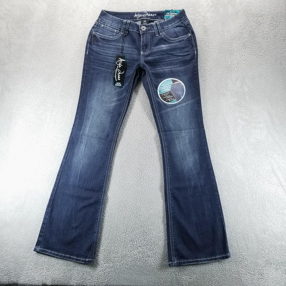 Ariya Jeans Womens 8 Blue Bootcut Mid Rise Curvy Stretch Dark Wash Denim